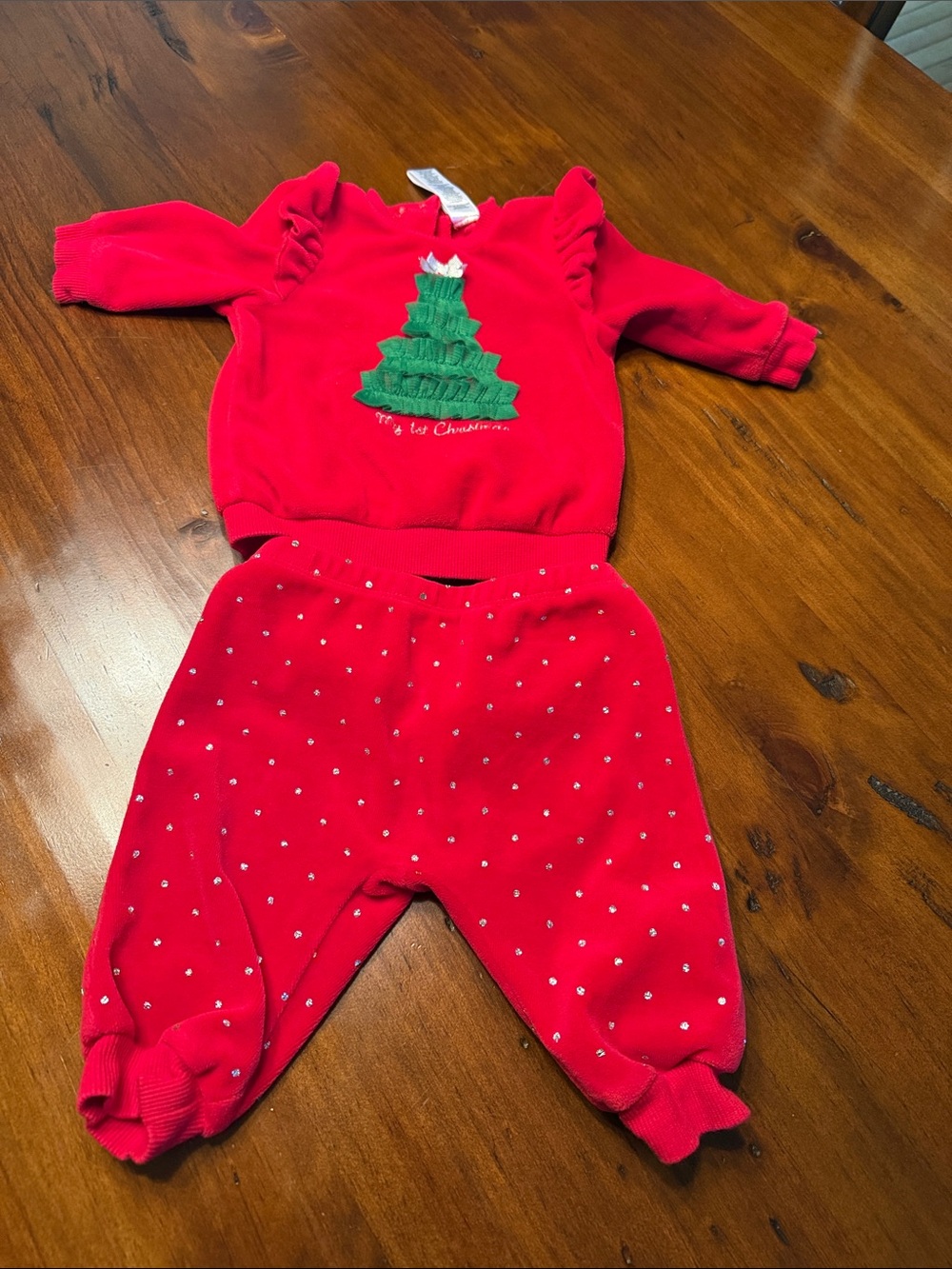 Little Me Red Baby Holiday Set with Green Accents
